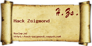 Hack Zsigmond névjegykártya